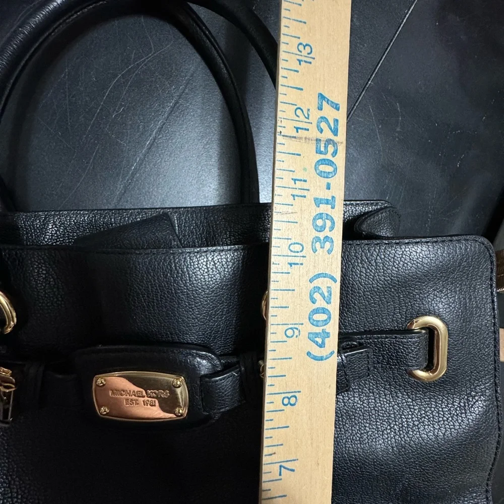 Michael Kors Black Leather Hamilton Satchel, Like‎ New